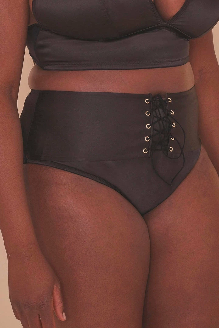 Playful Promises Curve Exclusive Eagan Black Satin High Waist Knicker 6 Playful Promises Curve Exclusive Eagan Black Satin High Waist Knicker