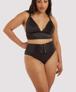 Playful Promises Curve Exclusive Eagan Black Satin High Waist Knicker 12 Playful Promises Curve Exclusive Eagan Black Satin High Waist Knicker