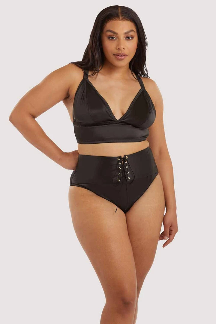 Playful Promises Curve Exclusive Eagan Black Satin High Waist Knicker 5 Playful Promises Curve Exclusive Eagan Black Satin High Waist Knicker