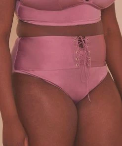 Playful Promises Curve Exclusive Outlet Eagan Blush Satin High Waist Knicker