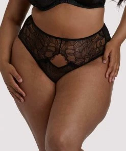 Playful Promises Curve Exclusive Outlet Khloe Black Floral Highwaist Brief