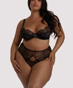 Playful Promises Curve Exclusive Outlet Khloe Black Floral Highwaist Brief