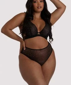 Playful Promises Curve Exclusive Outlet Lydia Black Diamante Highwaist Thong