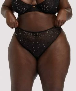 Playful Promises Curve Exclusive Outlet Lydia Black Diamante Highwaist Thong