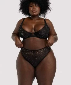 Playful Promises Curve Exclusive Outlet Lydia Black Diamante Highwaist Thong