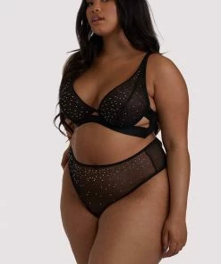 Playful Promises Curve Exclusive Outlet Lydia Black Diamante Highwaist Thong