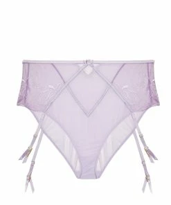 Playful Promises Curve Exclusive Mila Lilac Lace High Waisted Suspender Brief Outlet