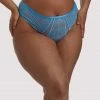 Playful Promises Curve Exclusive Outlet Peyton Blue Embroidery High Waist Thong
