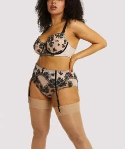 Playful Promises Curve Exclusive Outlet Evie Black & Peach Suspender
