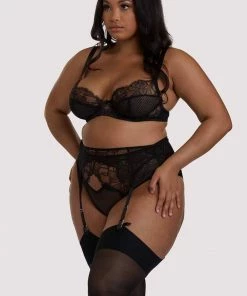 Playful Promises Curve Exclusive Khloe Black Floral Suspender