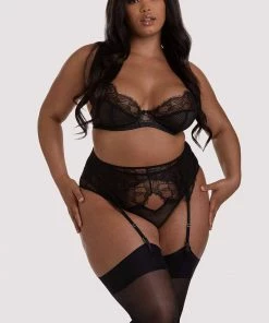 Playful Promises Curve Exclusive Khloe Black Floral Suspender