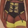 Playful Promises Curve Exclusive Basques & Corsets Kylie Black/Lime Lace Up Waspie