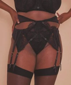Playful Promises Curve Exclusive Leandra Strapped Up Suspender Belt Outlet