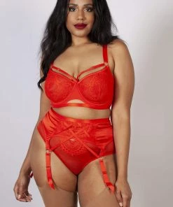 Playful Promises Curve Exclusive Outlet Lyla Flame Strappy Suspender Belt
