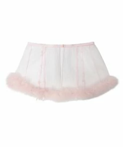 Playful Promises Curve Exclusive Marina Pink Feather Suspender Belt Outlet