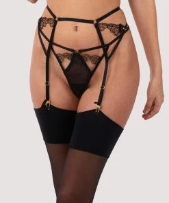 Hustler Becka Black Lace Trim Suspender Suspenders