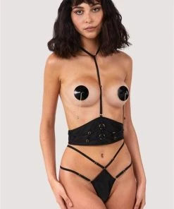 Hustler Sylvia Black Harness Waspie Erotic