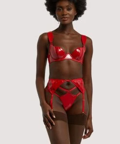 Hustler Suspenders Maxine Red PVC Strap And Ring Detail Suspender