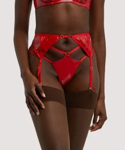 Hustler Suspenders Maxine Red PVC Strap And Ring Detail Suspender