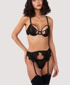 Hustler Suspenders Reena Black Lace Suspender