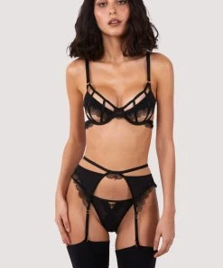 Hustler Suspenders Tallie Lace Trim Cut Out Suspender