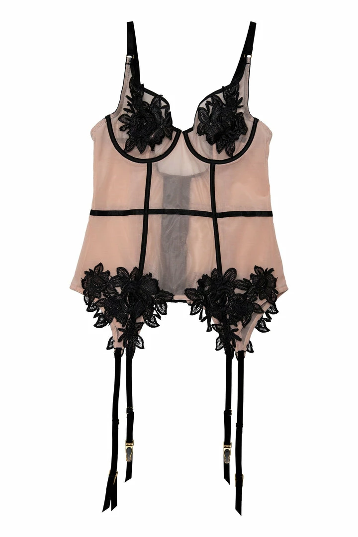 Hustler Basques & Corsets Brooke Black Applique Basque 7 Hustler Basques & Corsets Brooke Black Applique Basque