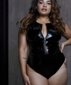 Hustler Maxine Black PVC Zip Front Body