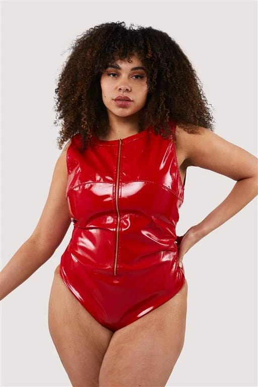 Hustler Maxine Red PVC Zip Front Body 7 Hustler Maxine Red PVC Zip Front Body
