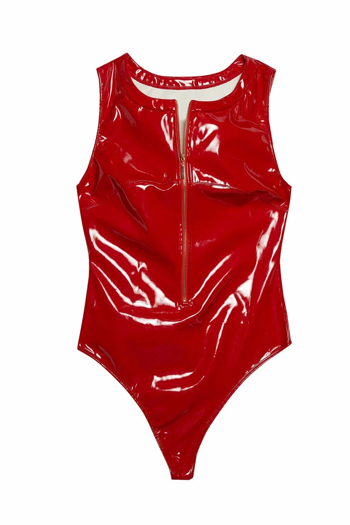 Hustler Maxine Red PVC Zip Front Body 11 Hustler Maxine Red PVC Zip Front Body