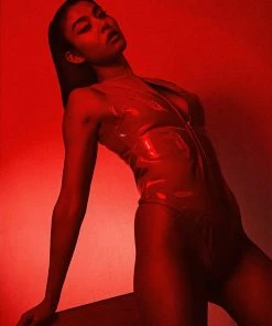 Hustler Maxine Red PVC Zip Front Body 18 Hustler Maxine Red PVC Zip Front Body