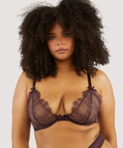 Hustler Alvara Plum Lace Bra Bras