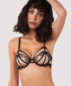 Hustler Becka Black Lace Trim Open Wired Bra Bras