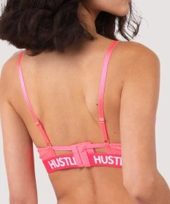 Hustler Branded Hot Pink Lace Bra Bras