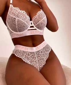 Hustler Branded Lace White Bra Outlet