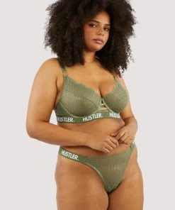 Hustler Bras Branded Olive Lace Bra