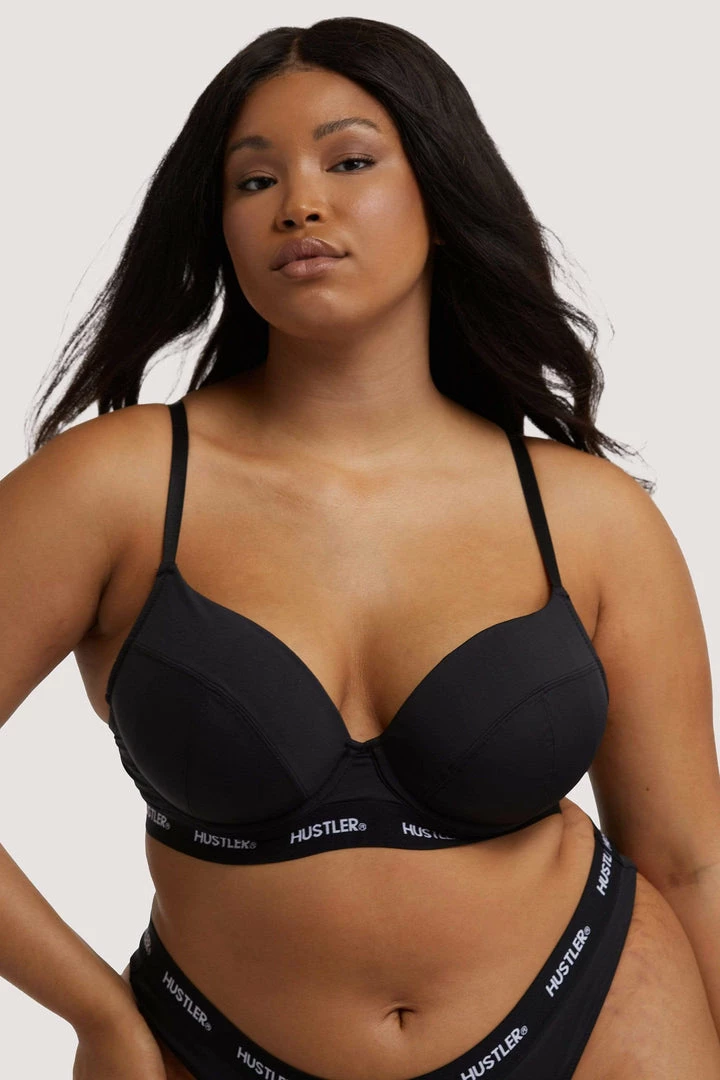 Hustler Outlet Branded Black Plunge Push Up Bra 7 Hustler Outlet Branded Black Plunge Push Up Bra