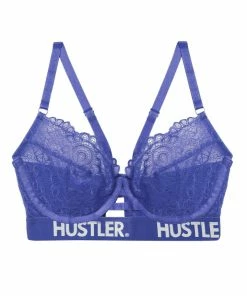 Hustler Branded Lace Blue Bra Outlet