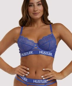 Hustler Branded Lace Blue Bra Outlet