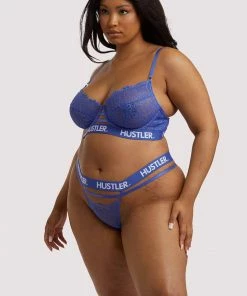 Hustler Branded Lace Blue Bra Outlet