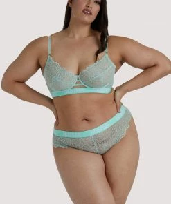 Hustler Branded Mint Curve Lace Bra Outlet