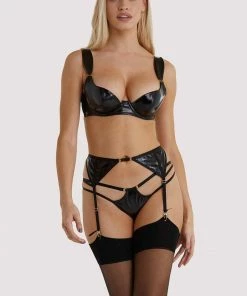 Hustler Maxine Black PVC Plunge Bra Erotic