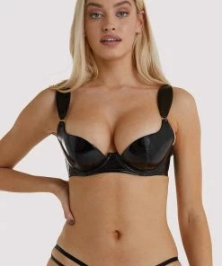 Hustler Maxine Black PVC Plunge Bra Erotic