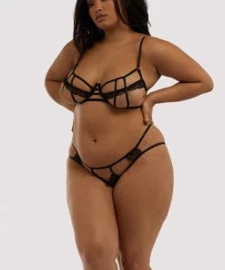 Hustler Tilly Black Caged Embroidery Bra