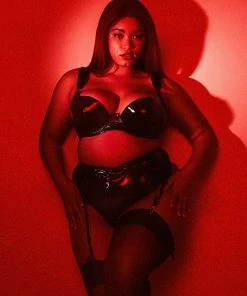 Hustler Maxine Black PVC Plunge Bra Erotic