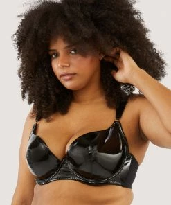 Hustler Maxine Black PVC Plunge Bra Erotic