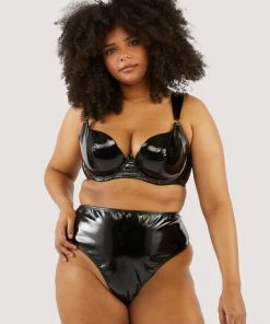Hustler Maxine Black PVC Plunge Bra Erotic