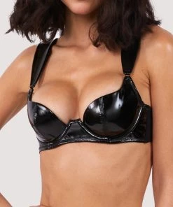 Hustler Maxine Black PVC Plunge Bra Erotic