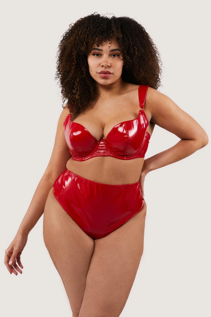 Hustler Maxine Red PVC Plunge Bra Erotic 10 Hustler Maxine Red PVC Plunge Bra Erotic