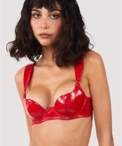 Hustler Maxine Red PVC Plunge Bra Erotic