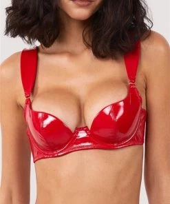 Hustler Maxine Red PVC Plunge Bra Erotic
